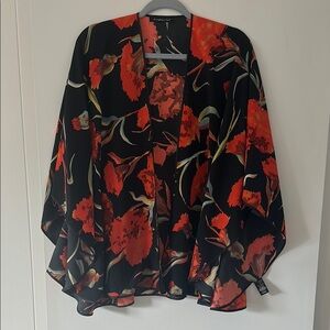 Anthro Floral Poncho, layering open kaftan